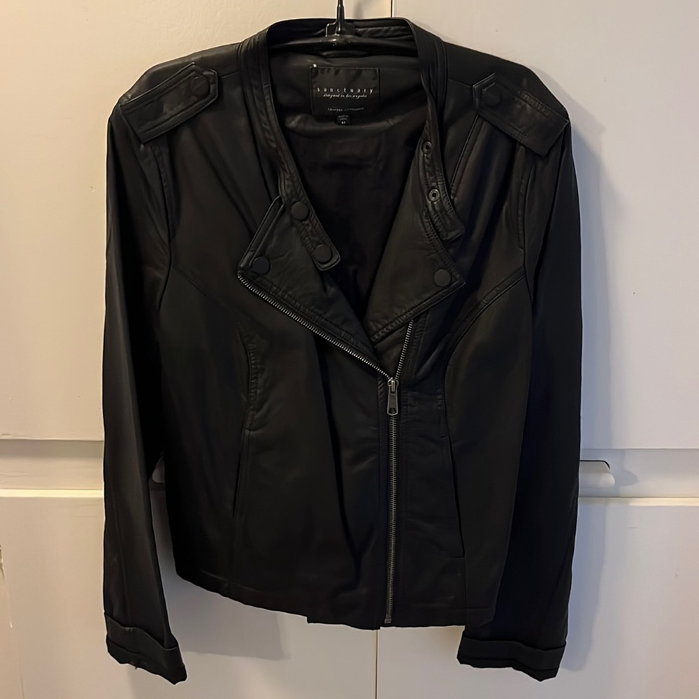 Sanctuary, faux, black leather jacket, size medium